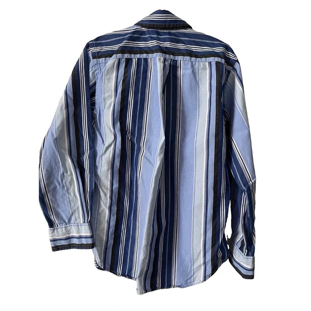 Ralph Lauren Boys Size 6 Blue/White Striped Button-Down Cotton Shirt